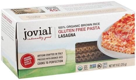 Jovial Gluten Free, Lasagna Pasta - 9 oz, Nutrition Information | Innit