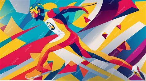 Premium AI Image | Abstract sport illustration in multi colored ...