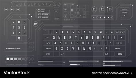 A set hud keyboards elements for futuristic Vector Image