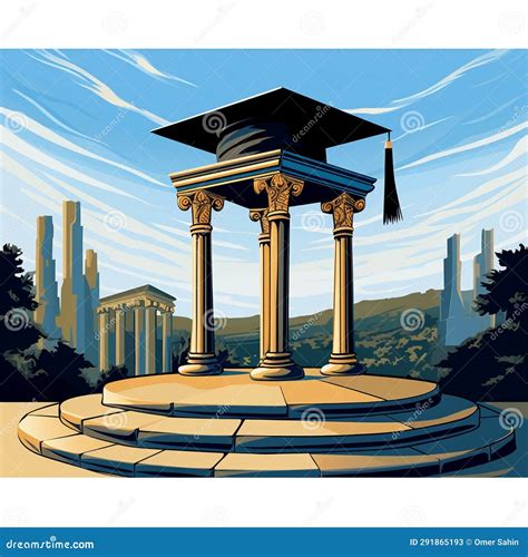 Marking the Milestone: Graduation Cap Placed on a Monument Stock Image ...