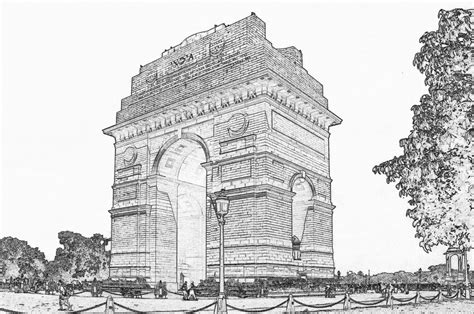 India Gate Sketch at PaintingValley.com | Explore collection of India Gate Sketch