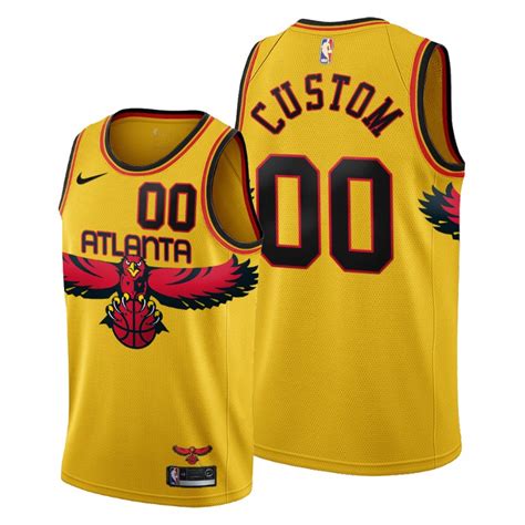 Atlanta Hawks Custom Men's 2021-22 City Edition Gold NBA Jersey ...