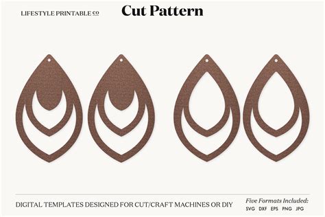 Earrings SVG Template Cut File Cricut Earrings Bundle Leather Earring By Lifestyle Printable Co ...