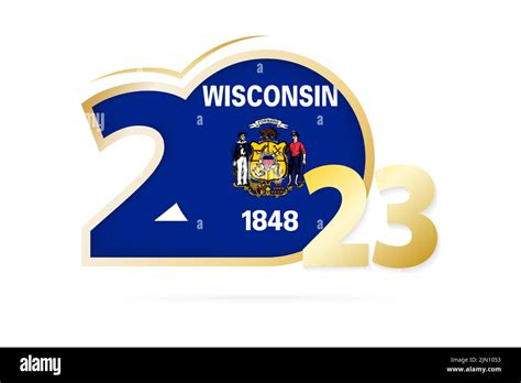 Year 2023 with Wisconsin Flag pattern. Vector Illustration Stock Vector Image & Art - Alamy