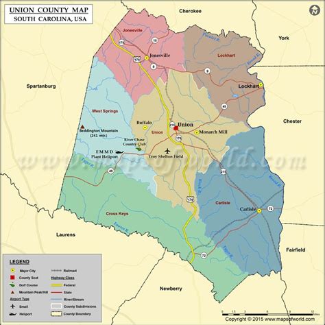 Union County Map, South Carolina