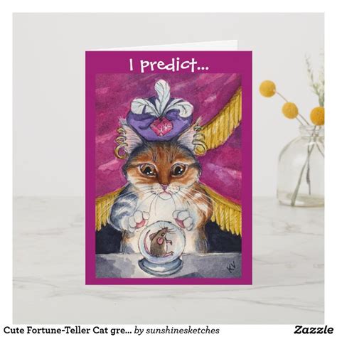 Cute Fortune-Teller Cat greeting card | Cat greeting cards, Cat cards, Greeting cards