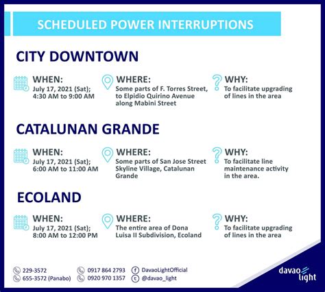 Davao Light & Power Co. Scheduled Power Interruptions - DAVAO LIFE