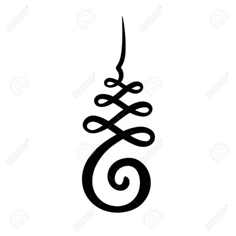 Unalome symbol, Hindu or Buddhist sign representing path to enlightenment. Simple black and ...