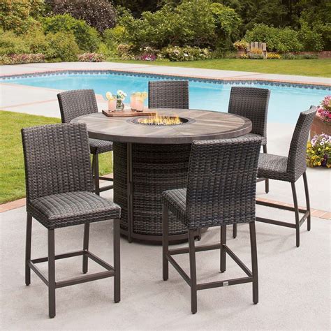 Costco Agio 7pc High Dining Set With Fire Table