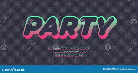 Vector Party Font 3D Bold Style Stock Vector - Illustration of font, light: 282087258