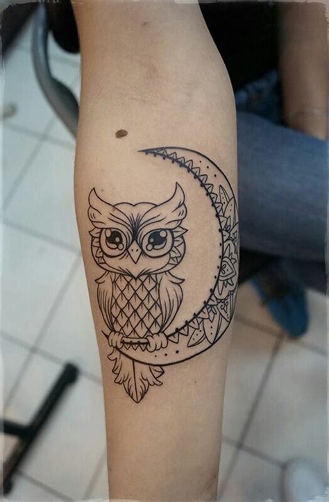 Owl/crescent moon | Bird tattoos for women, Tattoos, Tattoos for women