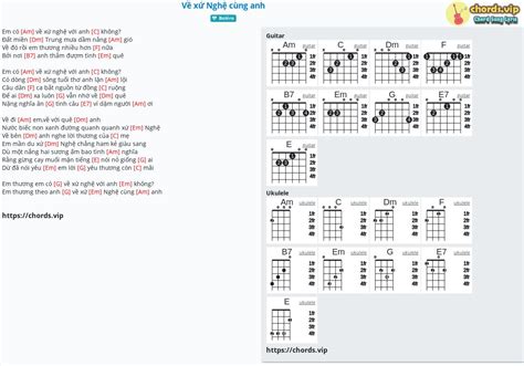 Chord: Về xứ Nghệ cùng anh - tab, song lyric, sheet, guitar, ukulele ...