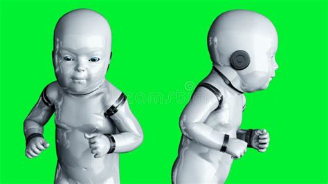 Baby Robot Animation. Phisical, Motion, Blur. Realistic 4k Green Screen Animation. Stock Video ...