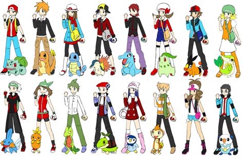 ALL the Pokemon main trainers by NaruSasusupporter on DeviantArt