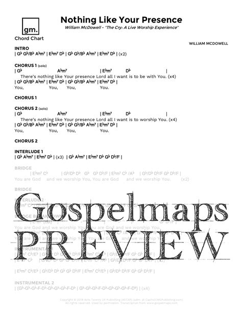 Gospelmaps | Nothing Like Your Presence - William McDowell, The Cry: A ...