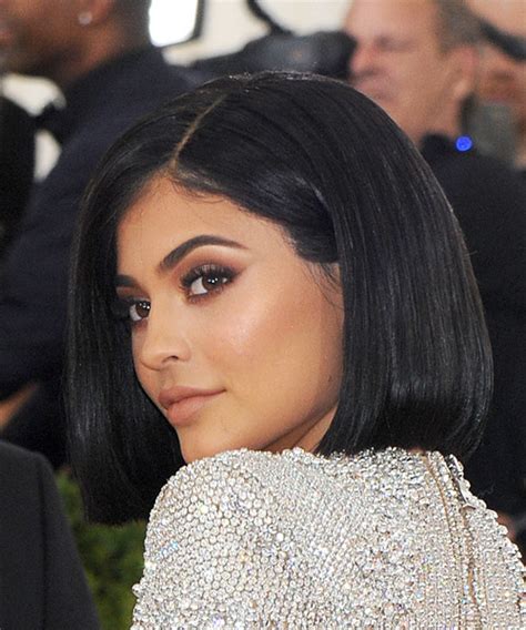 Kylie Jenner Medium Straight Black Bob Haircut