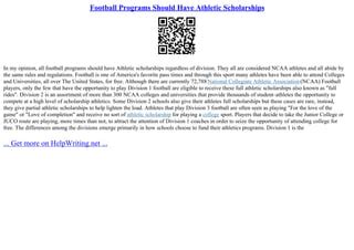 Athletic-Scholarship Essay | PPT