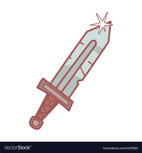 Metal sharp blade battle sword colorful cartoon Vector Image