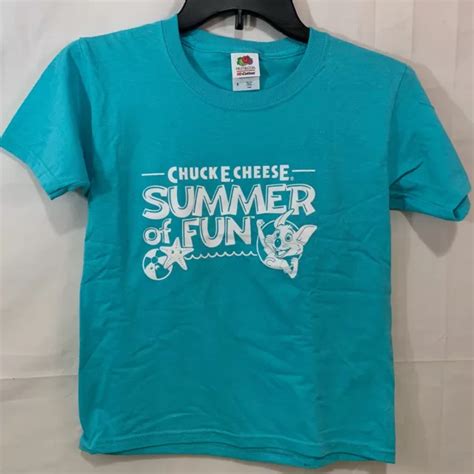 FRUIT OF THE Loom Kids Chuck E. Cheese Summer Short Sleeve T-Shirt in Blue Small $5.99 - PicClick