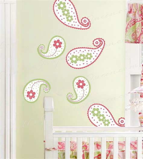 Paisley Wall Decal Set of Six Fabric Wall Decals Choose