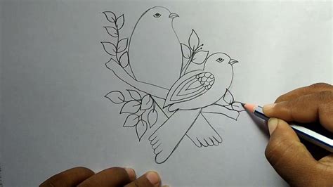 Lovebirds Drawing/Love Birds Drawing Easy/Pencil Drawing.., | Pencil ...