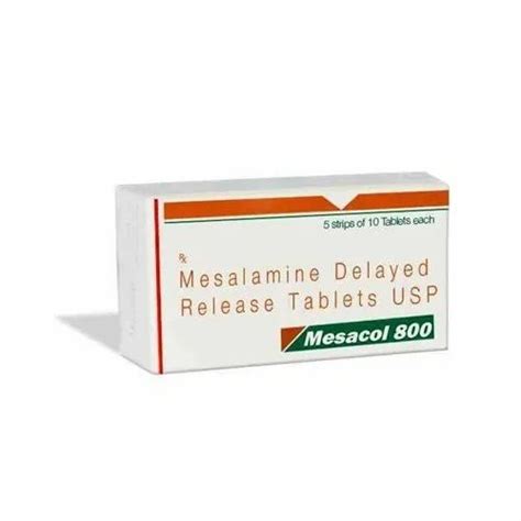 Mesalazine (800Mg) Mesacol 800 Mg Tablet, 5 X 10 Tablets at Rs 399/strip in Bhopal