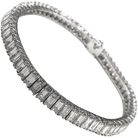 Baguette Cut Diamonds Platinum Bracelet at 1stDibs | baguette cut tennis bracelet, baguette cut ...