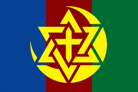 The flag of the abrahamic faiths. (Blue: Judaism, Red: Christianity, Green: Islam) : r/vexillology