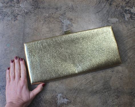 Gold Clutch / Vintage Metallic Chain Handle Purse / Gold Evening Purse ...