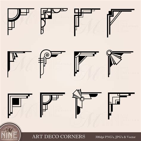 ART DECO CORNERS Clipart Digital Clip Art Instant Download Arte Art ...