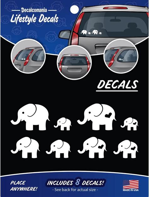 Amazon.com: Elephant Family Car Stickers - Set of 8 White Elephants for ...