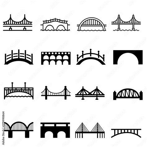 Bridge icons vector set. Bridge icon, Various bridges illustration symbol collection. Stock ...