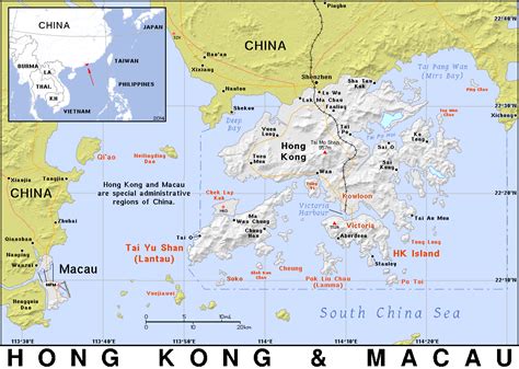 Map Of Hong Kong And Macau - Cities And Towns Map