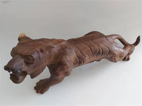 Wooden Tiger / Wooden Figurine / Wood Carving - Etsy