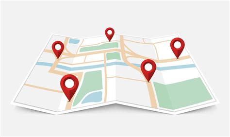 Folded paper city map with red pin pointer, vector illustration 2127648 ...