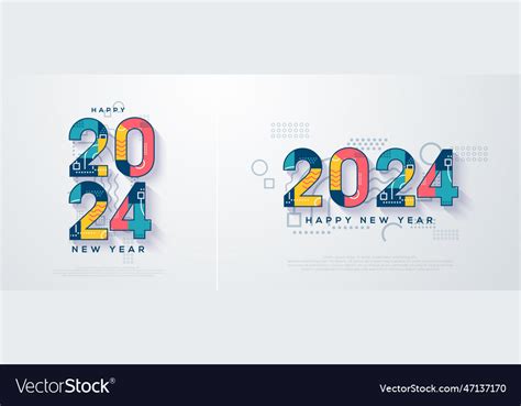 3d colorful happy new year numbers with numbers Vector Image