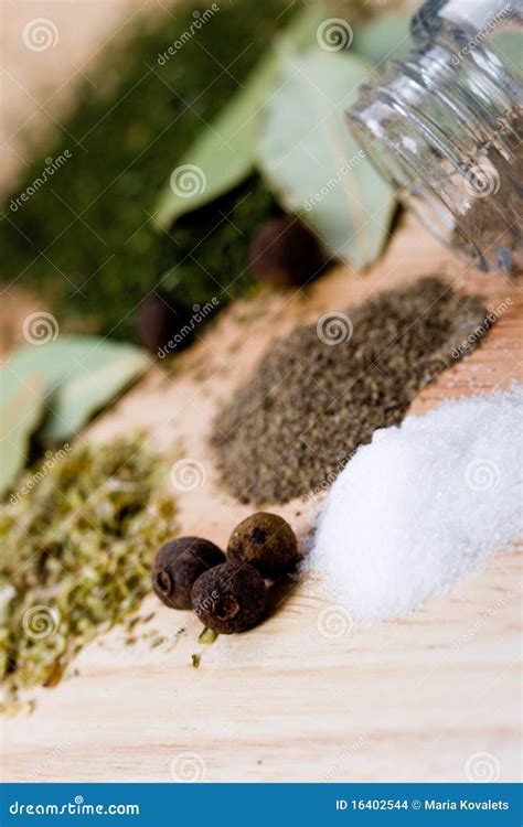 Spices: Pepper, Salt and Herbs Stock Photo - Image of eating, glass ...