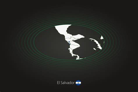 El Salvador map in dark color, oval map with neighboring countries ...