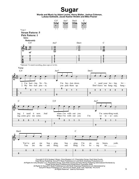 Sugar by Maroon 5 - Easy Guitar Tab - Guitar Instructor