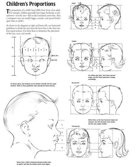 Proportions of Children, Infant, and Baby Heads Reference Sheets - How to Draw Step by Step ...