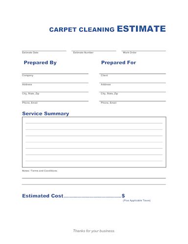 Carpet Cleaning Estimate Template | Invoice Maker