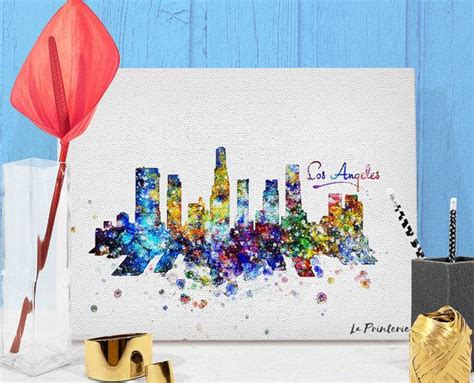 Los Angeles Skyline Canvas Print Los Angeles USA by LaPrinterie ...