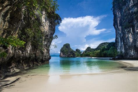 landscape, Nature, White, Sand, Beach, Rock, Cliff, Sea, Boat, Island, Tropical, Eden, Thailand ...