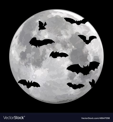 Moon with flying bats Royalty Free Vector Image