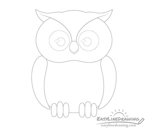 How to Draw an Owl Step by Step - EasyLineDrawing | Owls drawing, Owl ...