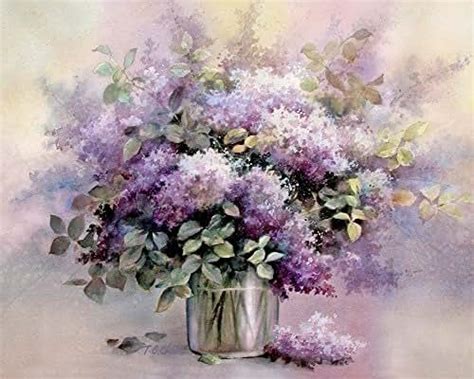 Amazon.com: Lilacs Flowers Art Print of Watercolor Painting - Flower, Nature, Peaceful Gift ...