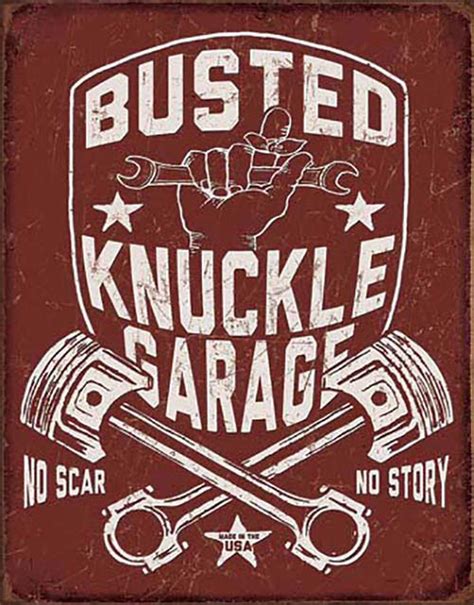 Metal Sign - Busted Knuckle Garage (Shield), Metal Signs: Diecast ...