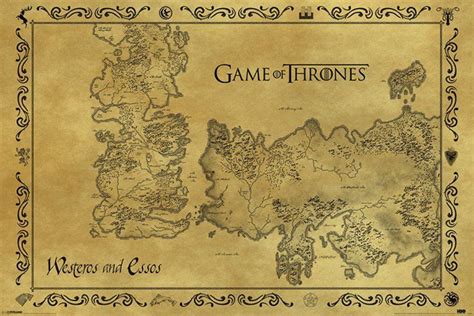 Plakat Gra o tron - Westeros i Essos - Mapa Antyczna - plakat - Plakaty