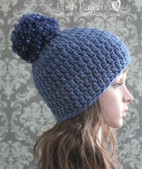 Crochet PATTERN - Easy Crochet Pom-Pom Beanie Pattern – Posh Patterns