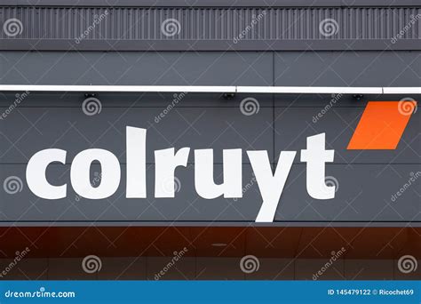 Colruyt logo on a wall editorial photography. Image of purchase - 145479122